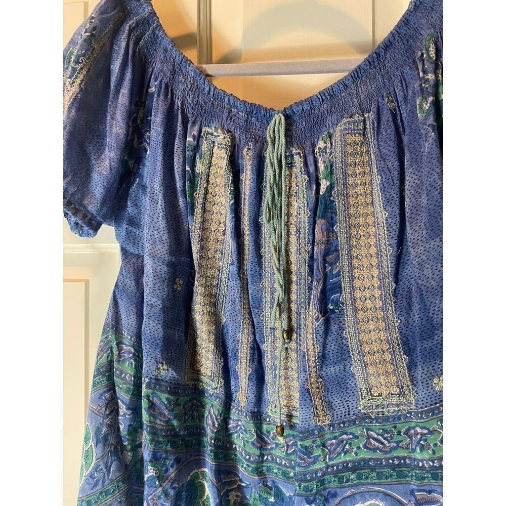 Bell Silk Embroidered Boho Peasant Top - Picture 2 of 7